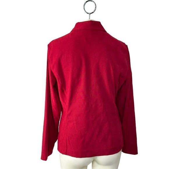 Studio I Women's Burgundy Red Zip-Up Collared Long-Sleeve Jacket Size Large - Picture 5 of 12
